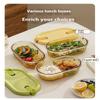 Microwave Glass Lunch Box For Office Workers Separated Heat-Resistant Lunch Box Bowl Sealed And Kept Fresh With Lid