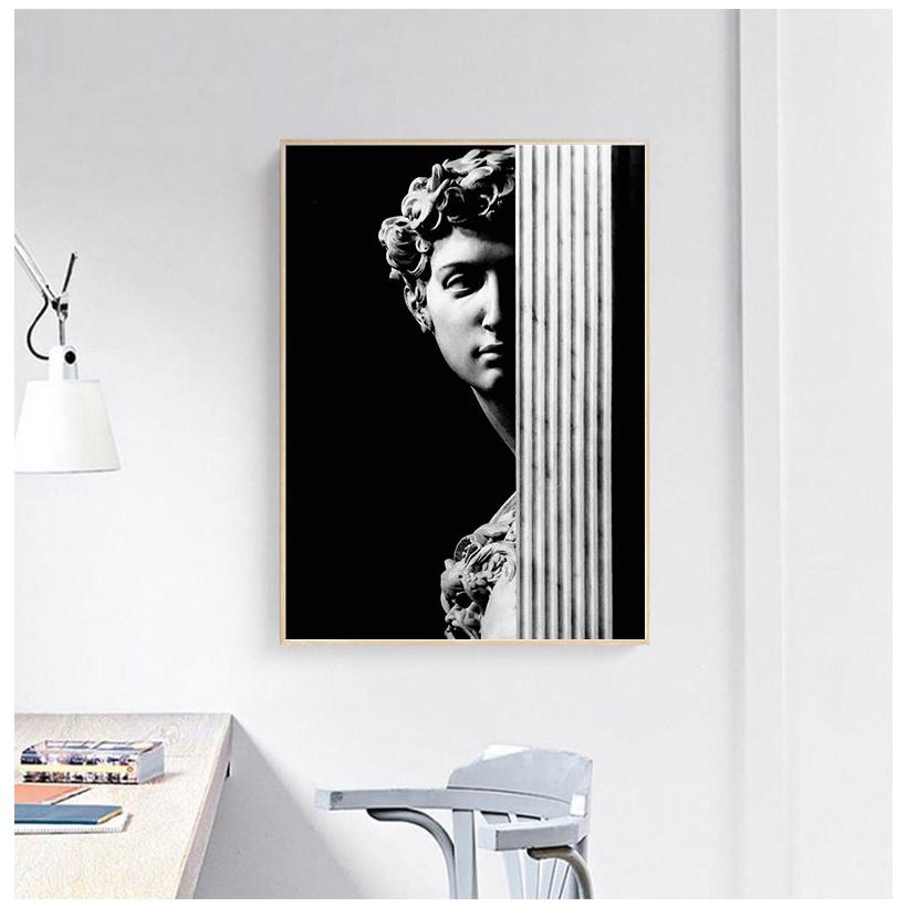 Vintage David Figure Sculpture Black and White Canvas Paintings Wall Art Posters Print Pictures for Living Room Home Decor No Frame