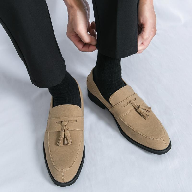 Fashion Fashion Brand Men's Spring Comfortable Pointed Formal Business Leather Shoes High-quality Men Breathable Casual Flow Su Loafers