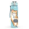 1PC Cat Hold Cell Phone Cartoon Print 750ml Color Plastic Sports Water Bottle Leakproof Flip Straw Lid Suitable for Sports Office Home Use