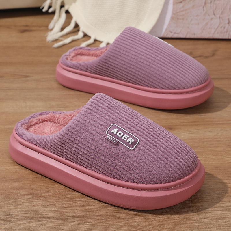 

Хлопковые тапочки женские осенне-зимние новые на толстой подошве домашние комнатные обувь для послеродового периода пара плюшевые тапочки мужские 36-37 is suitable for sizes 35-36