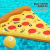 71 Zoll große aufblasbare Pizza-Poolmatratze für Erwachsene – Riesiges Pizzastück-Design, mit Getränkehalter und Schnellaufblasfunktion, robustes PVC