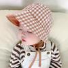 Double Sided Plaid Baby Bucket Hat Summer Cotton Infant Sun Visor Cap Korean Solid Color Reversible Kids Fisherman Caps Bonnet