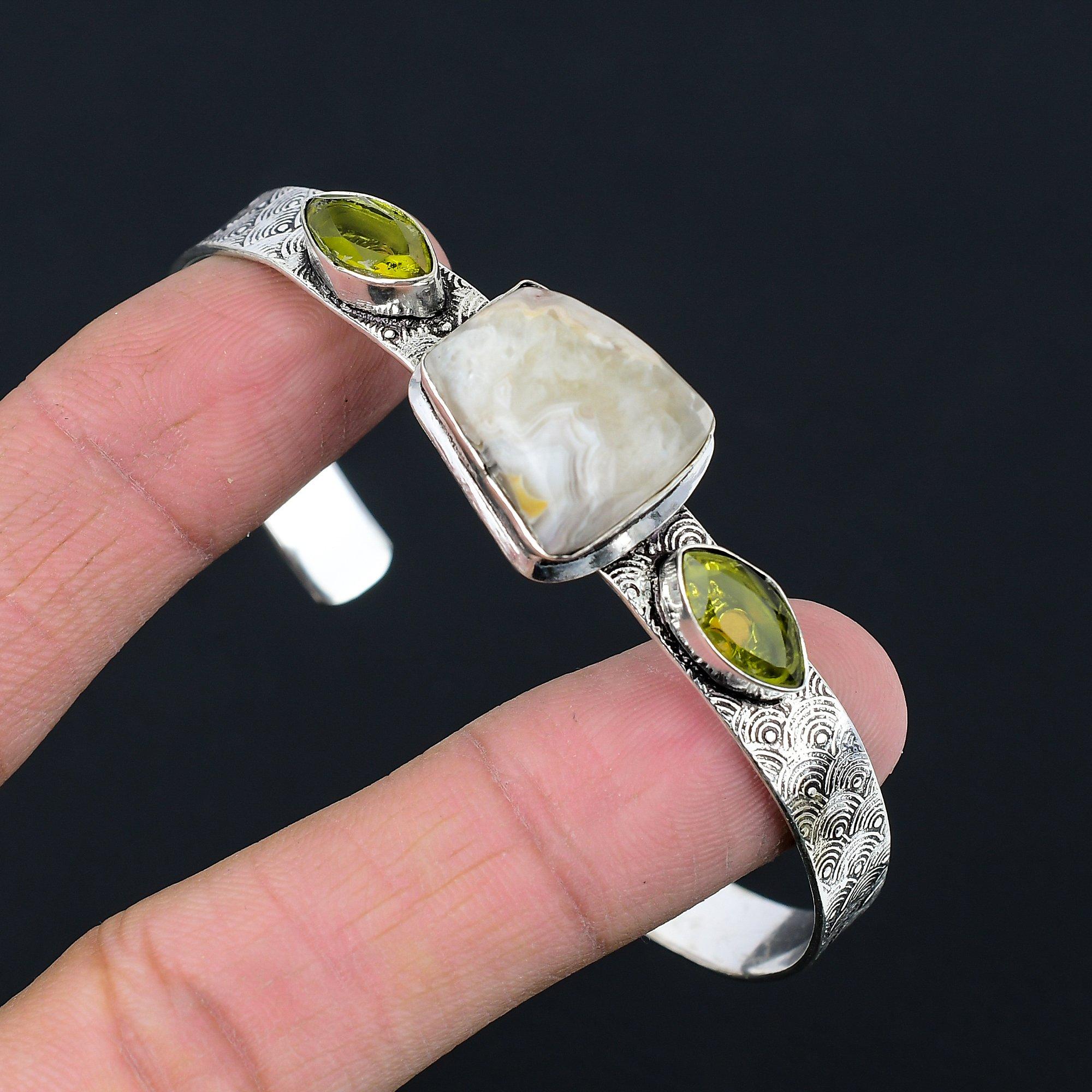 

День матери Сделка Серебро 925 пробы Натуральный Аква Невада Агат Цитрин Браслет Adjustable