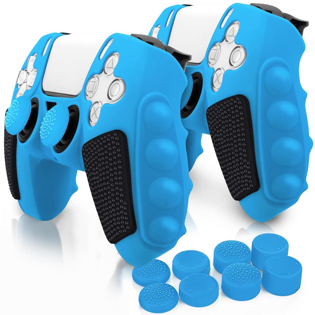 For Sony PlayStation 5 Controller Silicone Case with 8 Joy-Stick Caps Color Matching Protective Cover