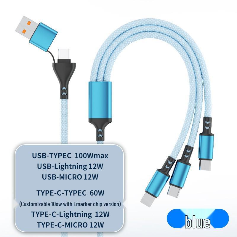 Geflochtenes 3-in-1-Ladekabel für Apple, Typ-C & Huawei mit Laserlogo