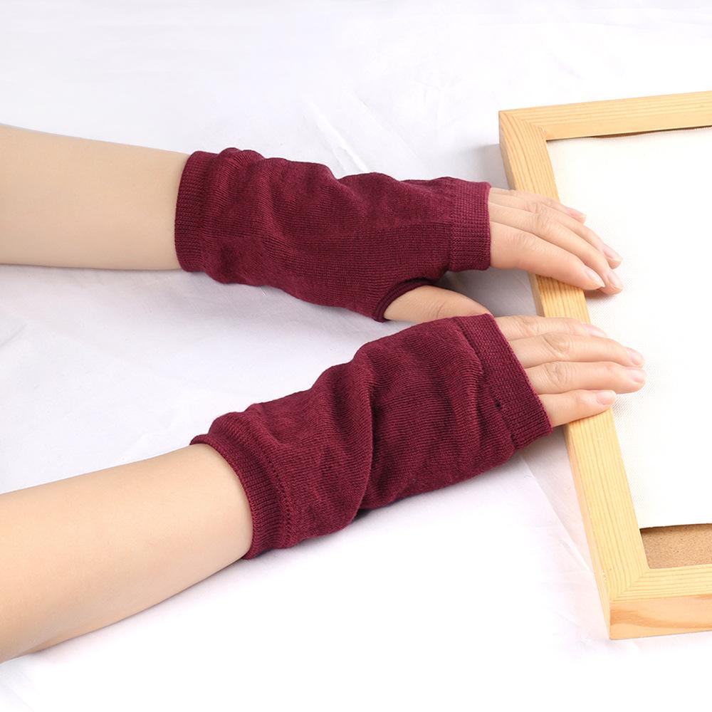 Spring and summer cotton gloves, half-finger sports dew gloves, knitted short men's and women's autumn and winter thin DIY arm cover
