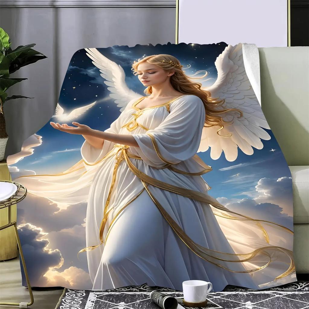 Image of the Virgin Mary Flannel Printed Blanket Suitable for All Seasons Suitable for Living Room Office Sofa and Travel