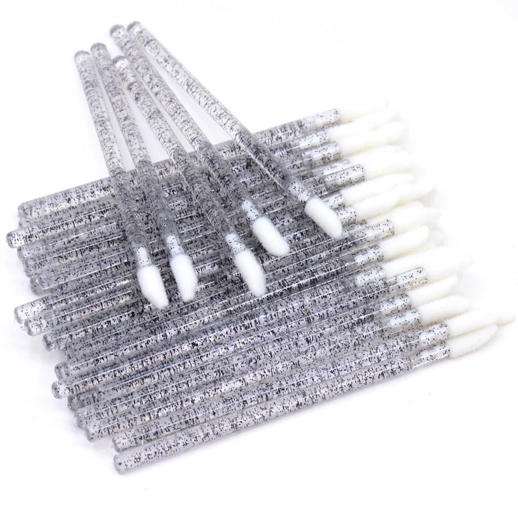50Pcs Disposable Crystal Lip Brush Lipstick Gloss Wands Eyelash Spoolies Lash Extension Cleaning Applicator Micro Makeup Tools
