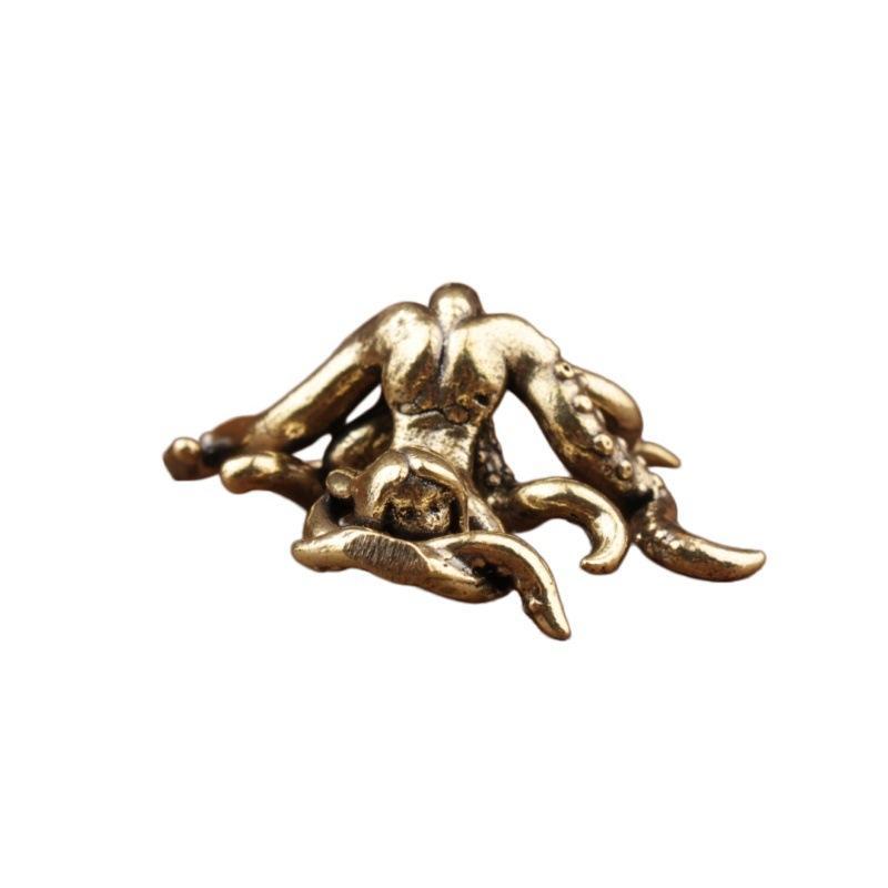 1 Pcs Vintage Brass Mermaid Figurine, Handmade Copper Table Decor, Tea Pet Ornament Desktop Handmade Ornament