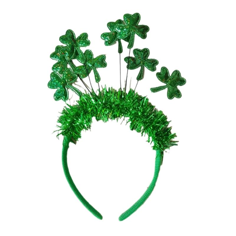 

Tinsel Three Leaves Headband Girl Irish Holiday Christmas Cosplay Party Hairband 1 зелений