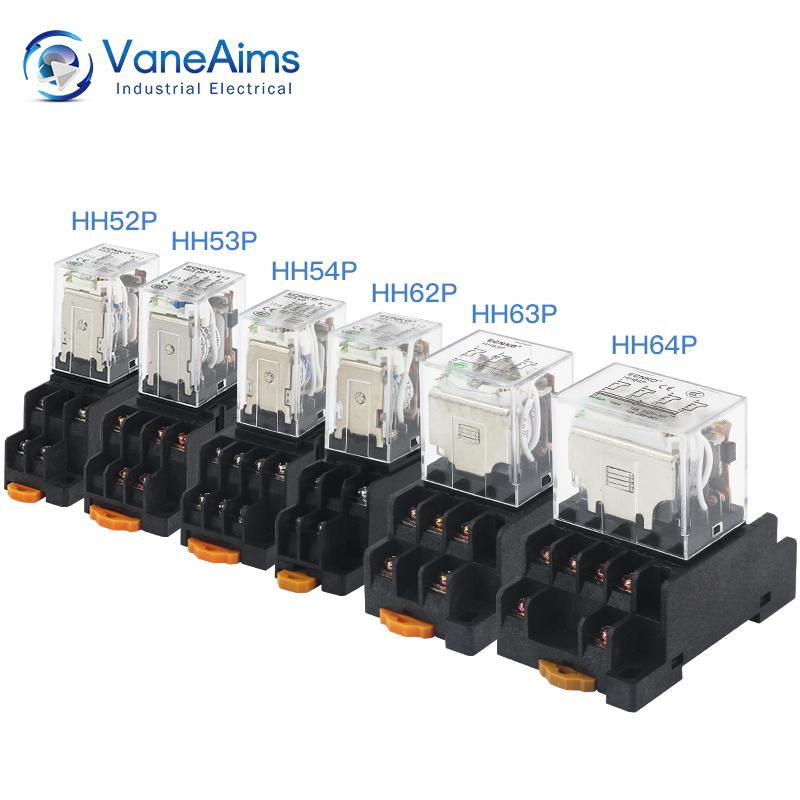 Relay MY4P HH54P MY4NJ Coil General DPDT Micro Mini Electromagnetic Relay Switch with Socket Base LED AC 110V 220V DC 12V 24V Relays 5