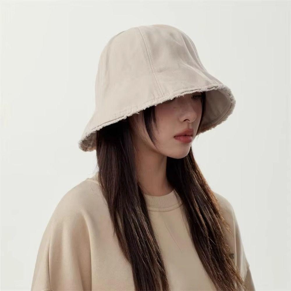 Sun Protection Panama Sun Cap Solid Color Cotton Basin Hat Retro Women's Bucket Hat  Female