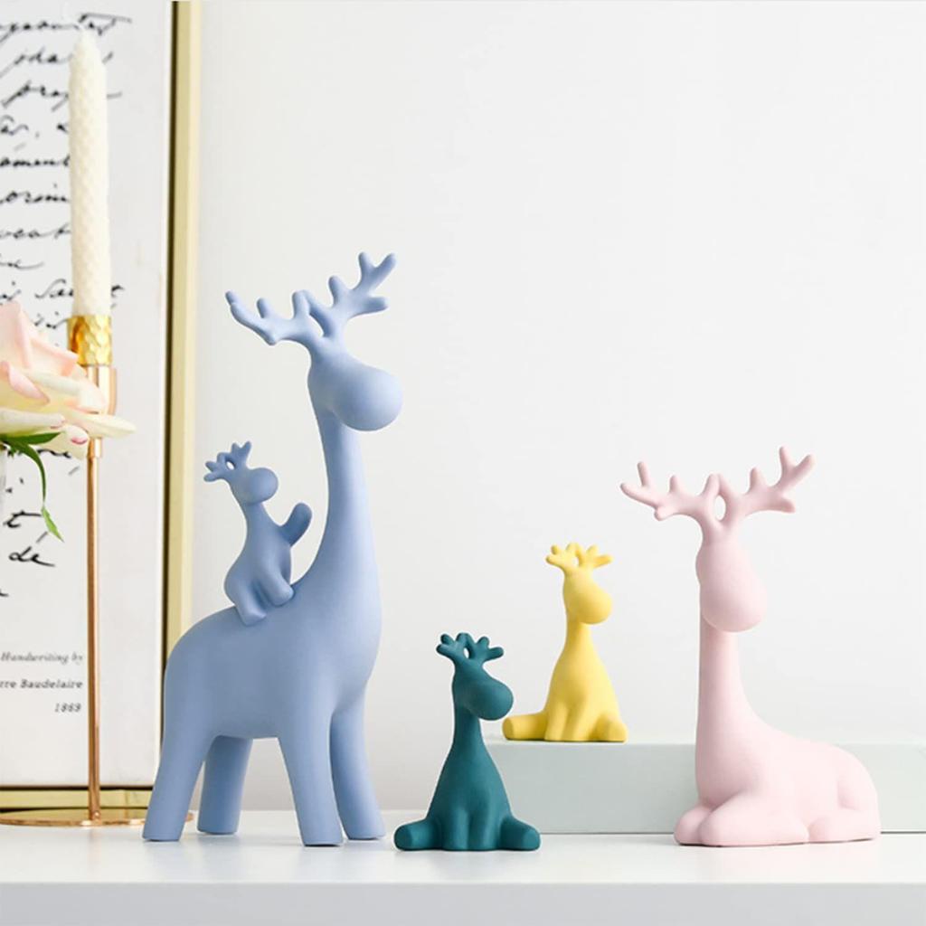 Reinfamilie-statue for hjemmedekor | Resin-figursett (Pakke med 4 stk.,)