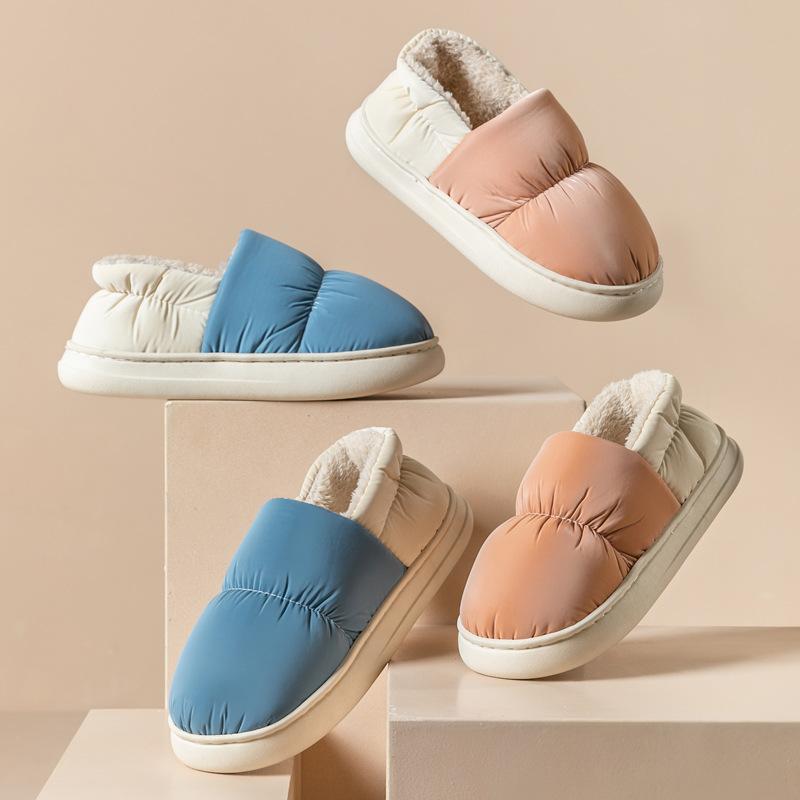 Cotton Slippers Down Couple Autumn and Winter Bag Heel Cotton Slippers Indoor Cotton Shoes Home Use Thickened Warm