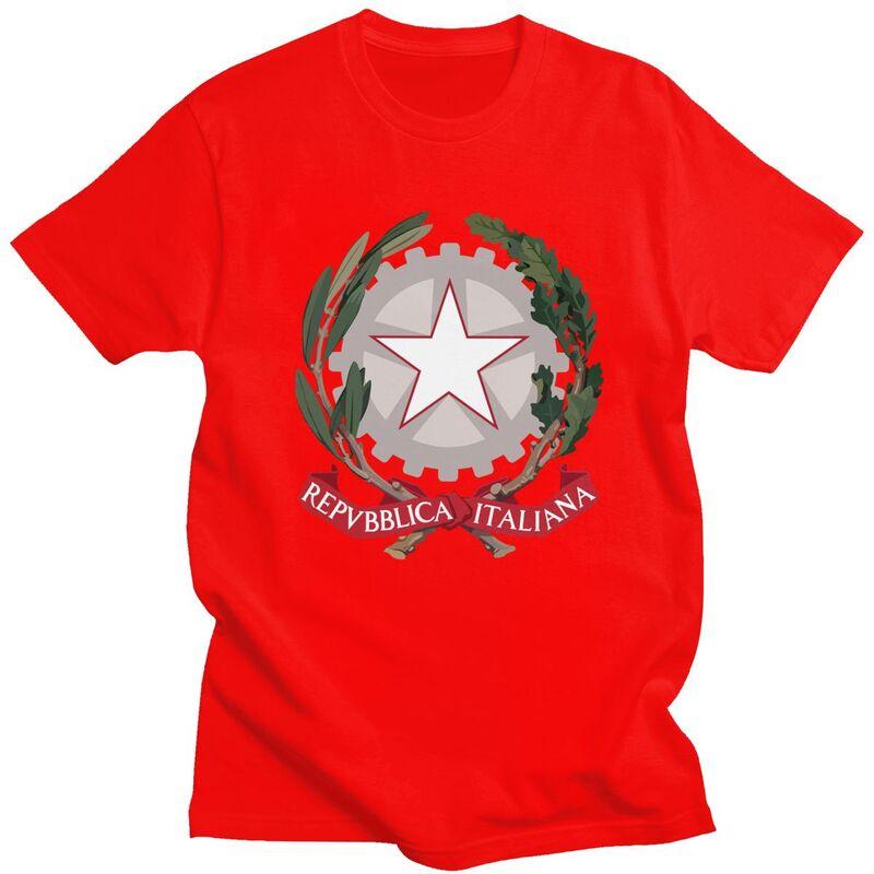 Мужские футболки с индивидуальным гербом Италии 100% хлопок Футболки с итальянским флагом Футболка с коротким рукавом Модная футболка S