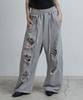 Aejeuyua Melange Jogginghose mit Gürtel und Used-Look