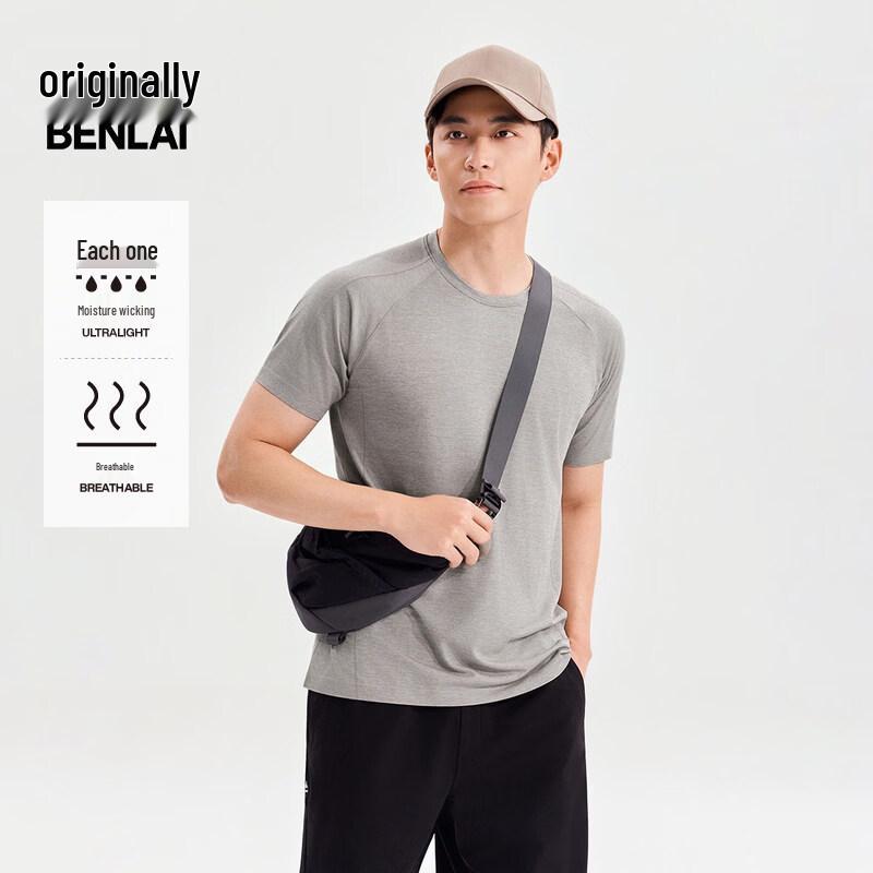 Benlai Men s Round Neck Raglan Sleeve Sports T-Shirt M