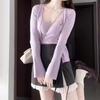 2026 Taro Purple Women's Square Neck Long Sleeve Cardigan & Camisole Two-Piece Set