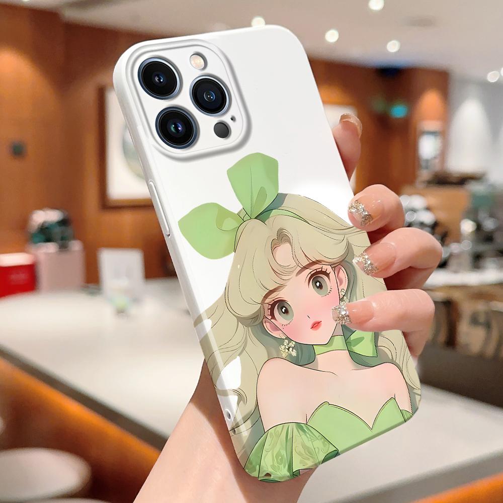 For iPhone 16 15 Samsung S23 S22 A13 A23 A52 A33 Huawei Honor Xiaomi Redmi OPPO Vivo Cat and Bow Girl Design Full Camera Protection Hard Phone Case