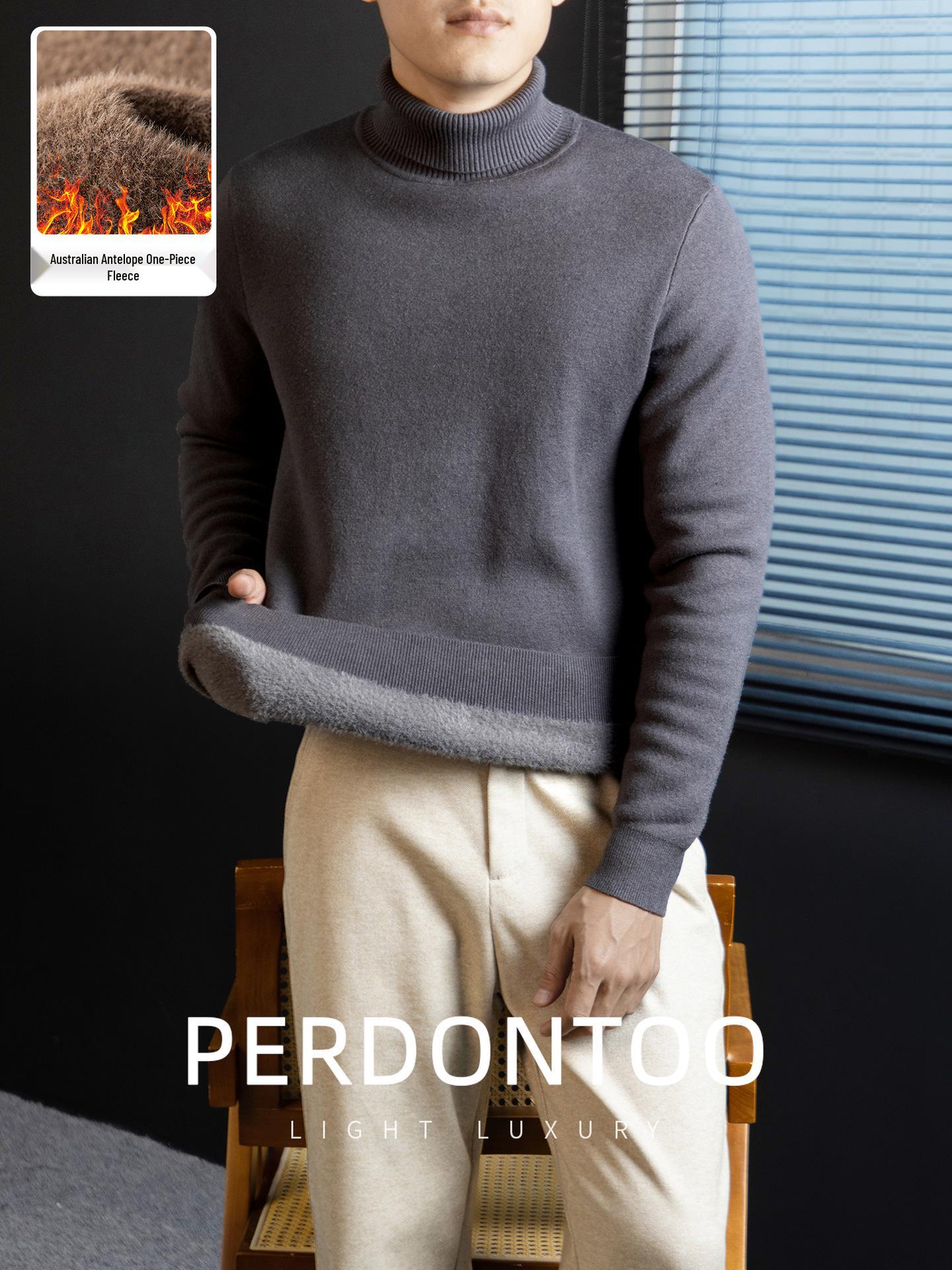 Luxury Turtleneck: Men s Autumn/Winter Thick Australian Antelope Fleece Knit Sweater M