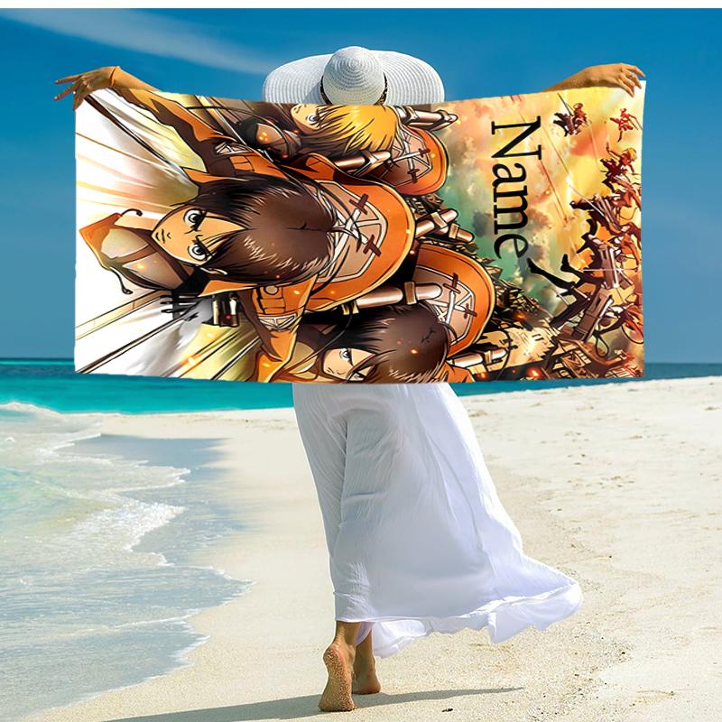 Personalized Customized Proof Beach Towel with Attack On Titan Pattern - Soft, Absorbent, Quick-drying, Perfect Swimming, Camping&bathing