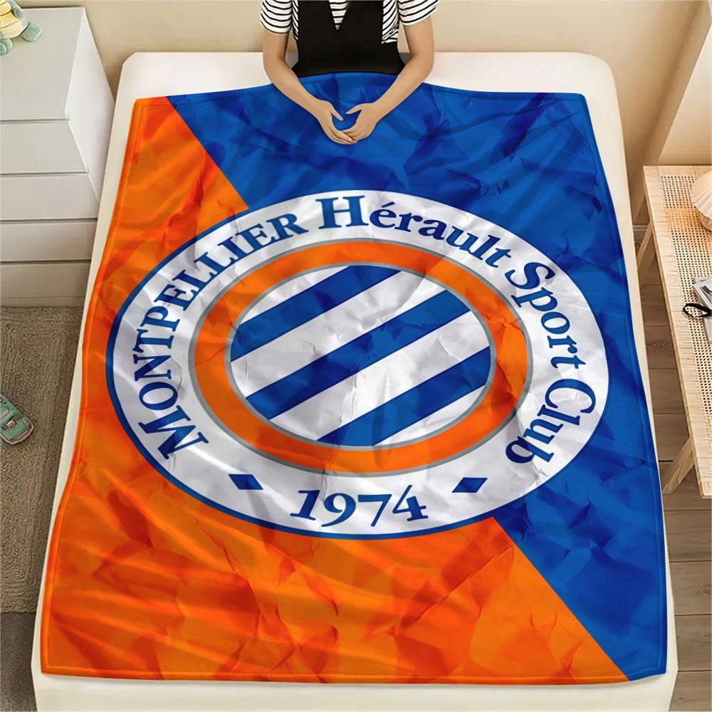 Montpellier HSC Logo FlAannel Blanket, High Quality Comfortable for All Seasons, Home Decor, Warmth and Comfort