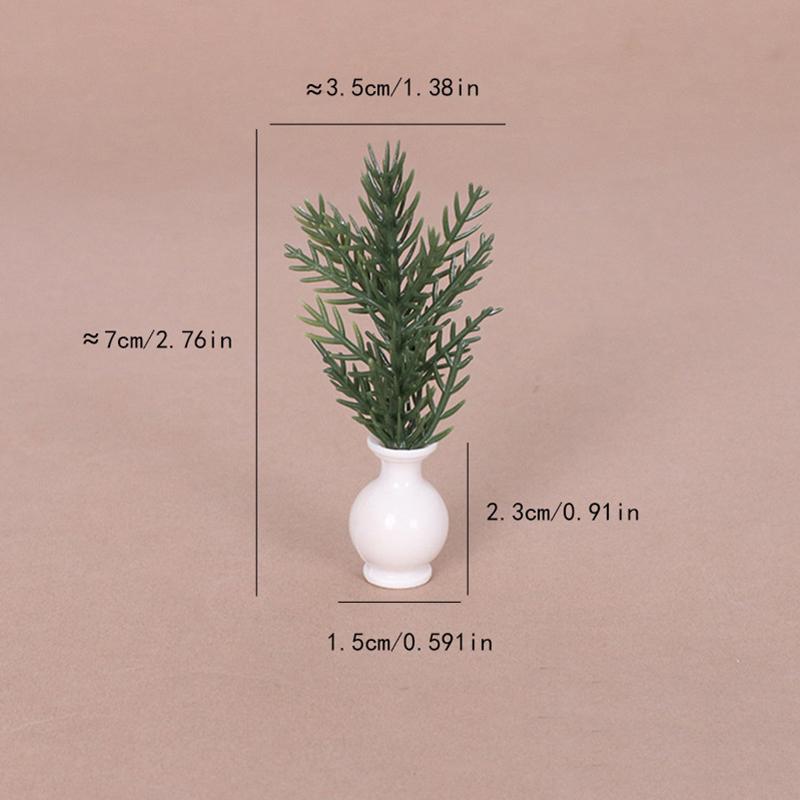 1pc Dollhouse Mini Plastic Simulation Vase Green Plant Miniature Model Mini Floral Arrangement Toy Ornaments