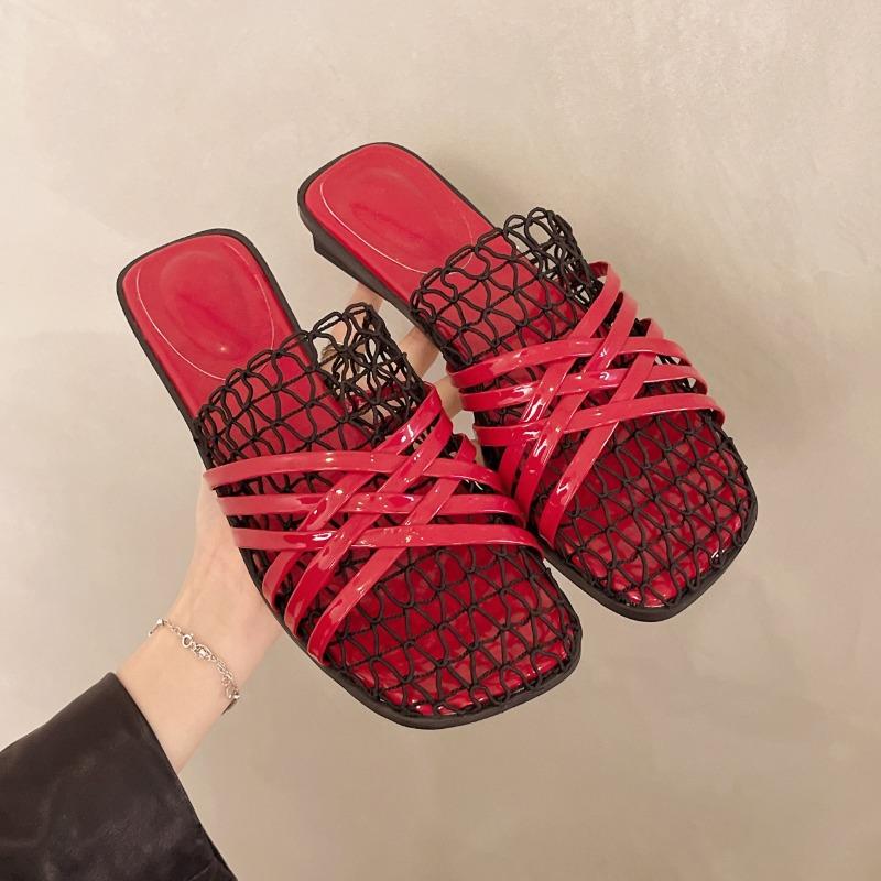 Fashion 2025 New Slim Hand-woven Mid-heel Soft-soled Fashion Sandals, Versatile Casual Women's Cool Mop