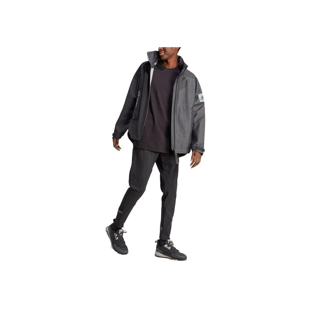 Adidas Striped Removable Hood Zip Fit Jacket Men Jacket Black IB1648