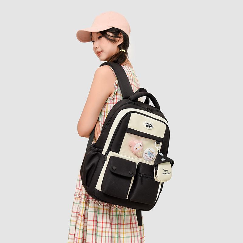 Contrast Color Student Backpack Large Capacity Schoolbag Women's Backpack