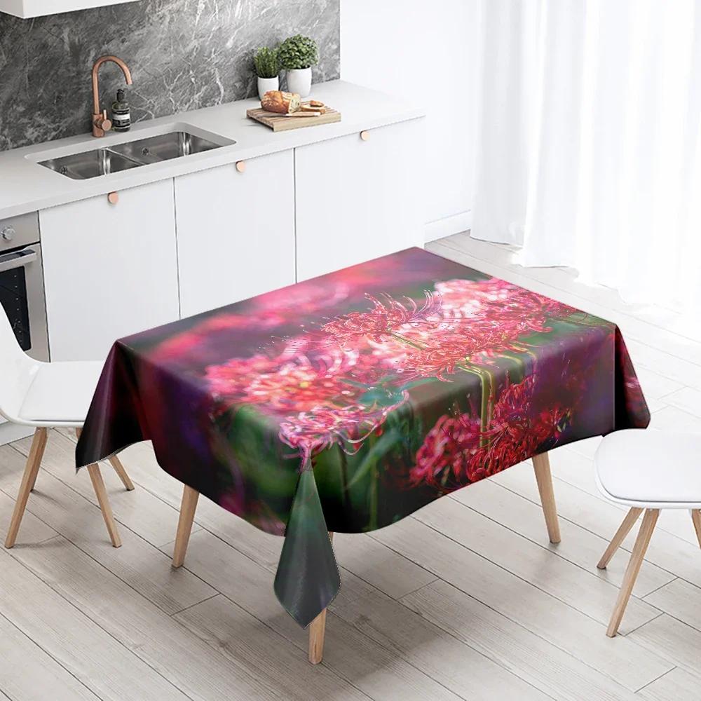 Natuurlandschap Kleurrijk Bloemen Tafelkleed Vlekbestendig Waterdicht Rechthoekig Keuken Eettafel Woondecoratie