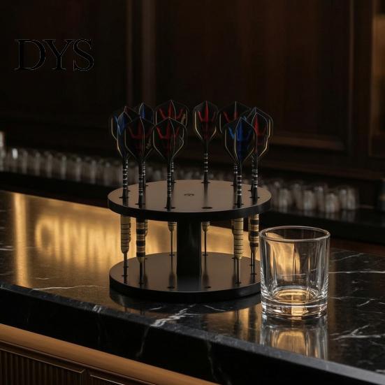 Game Room Accessories Acrylic Dart Holder Stand, 12 Slots Storage Holder, Round Compact Collection Display Tabletop Rack, Space Saving Rack for Stand