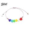 Sweet Aesthetic Hand Ornament Colorful Hearts Bracelet Handmade Braided Cord String Adjustable Fashionable Stackable Bracelet Heart Shaped Clay Beads
