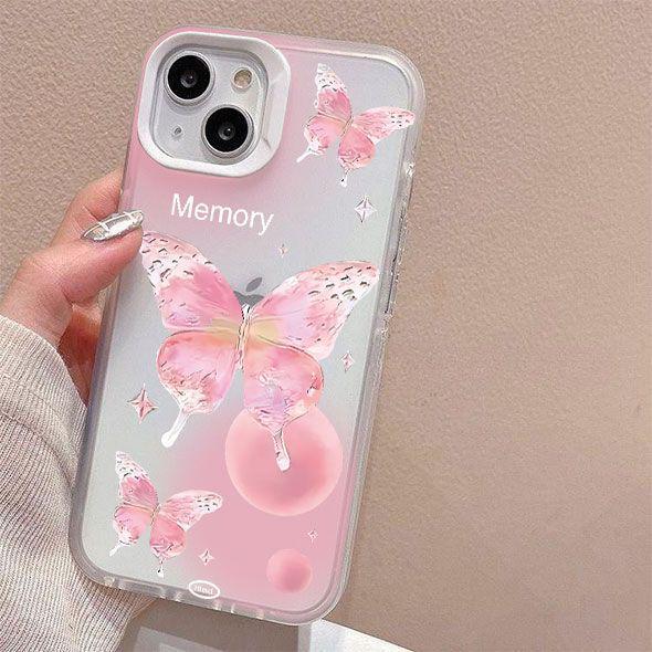 

Pink Butterfly Transparent iPhone Case: Compatible with iPhone 17, 15 Pro Max, 16, XS Max, 13/12 - Large Frame, Soft Cover iPhone 16 Pro
