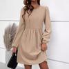 Women's Casual Jacquard Knitted Dress Casual Pockets O-Neck Long Sleeve A Line Dresses For Women Elegant Office Dresses Outwear