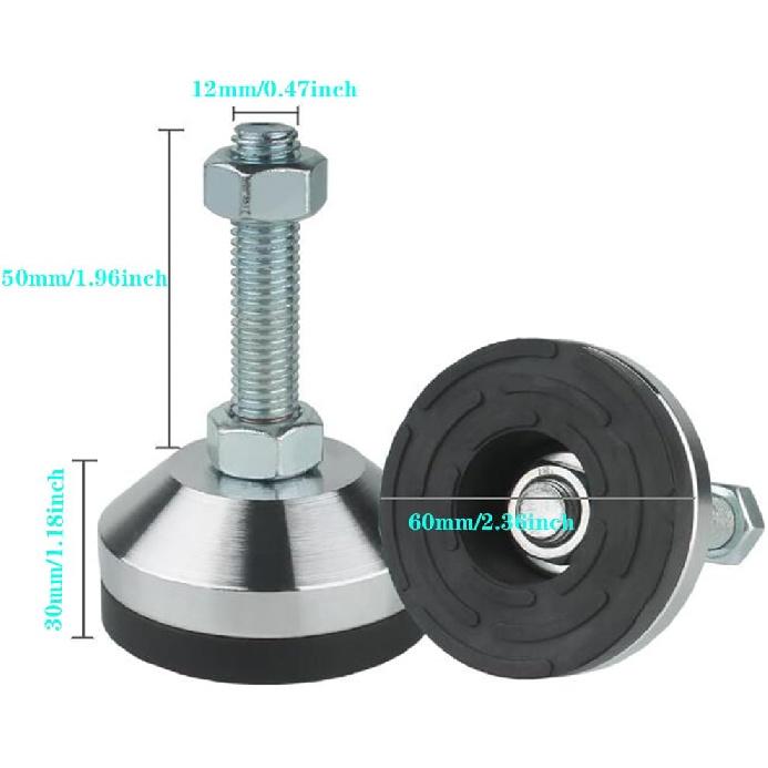Heavy Duty Leveling feet,Machine Leveling feet 2.36" Dia Base,Leg Leveler M12 Thread, 1300 Lb Capacity,Capacity for Machine,Workbench, Cabinet & More
