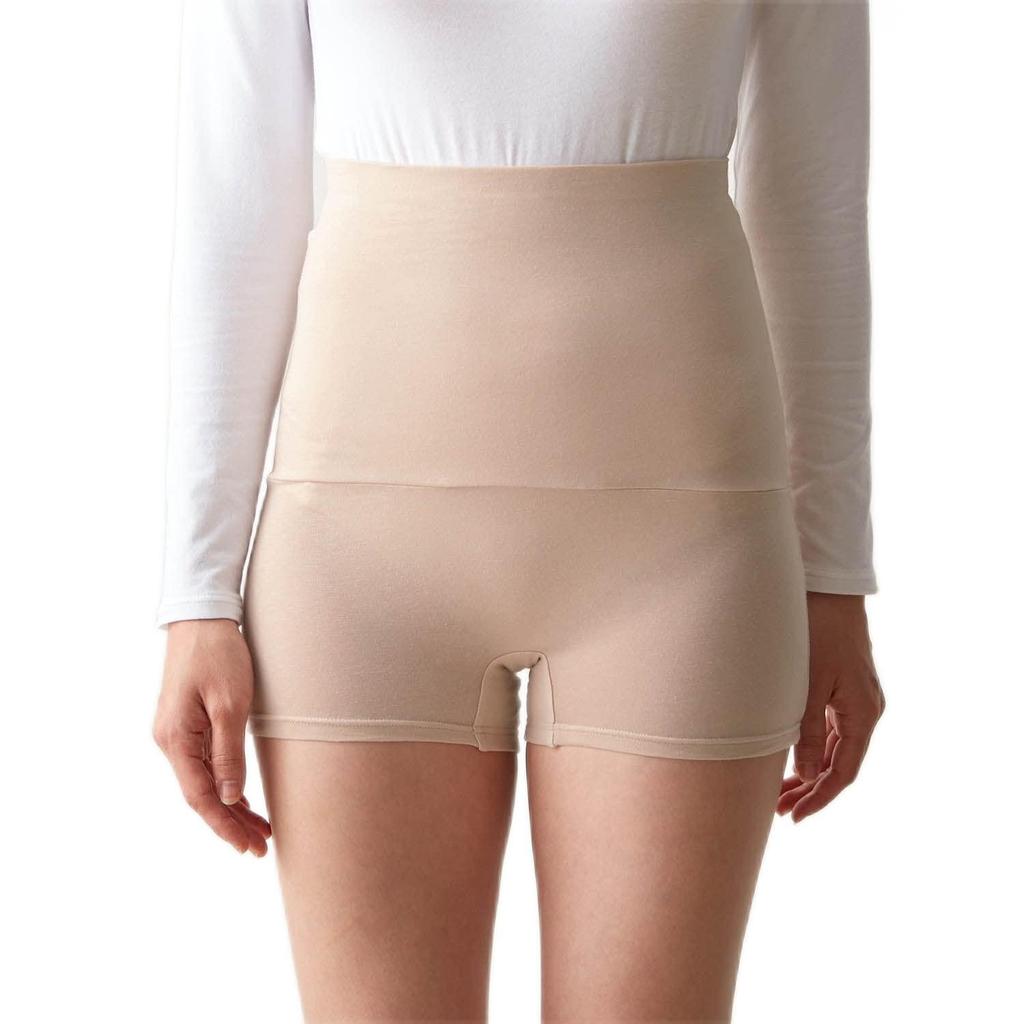 Belle Maison Cotton Blend Shorts with Belly Warm Sand Size S Women's High-Waisted Wrap, Innerwear, Hotcot, Beige,
