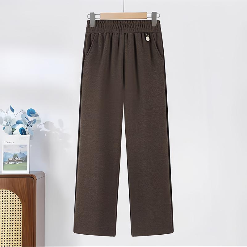 Women's Autumn/Winter High-Waisted Elastic Wool Trousers - Plus Size, Stylish & Loose Fit for Middle-Aged and Elderly Moms (2025 Collection)