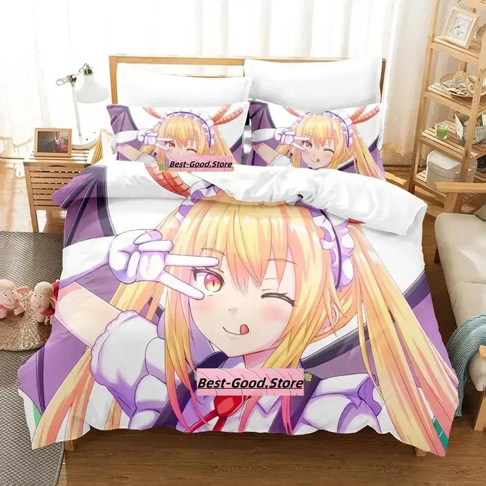 Mis Kobayashi's Dragon Maid Beding Set Printed Bed Linen Set With Pilowcase Bed Soft Duvet Cover Soft Quen Super King-Sized Dimensionsd Dimensions
