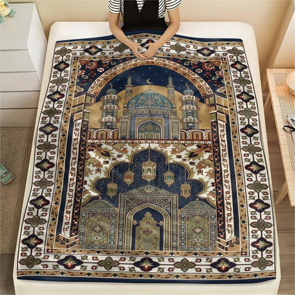 

1Pc Muslim Print Flannel Blanket, High quality Comfortable for All Seasons, Home Decor, Warmth and Comfort, Perfect for Christmas Gifts W133 80cm x 120cm