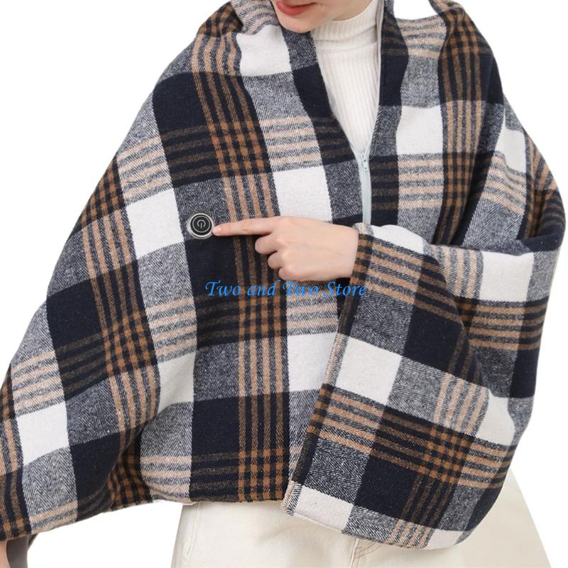 HX6F Heated Winter Scarf 3 Heat Setting Lightweight Polyester Shawl For Office Home кофейный