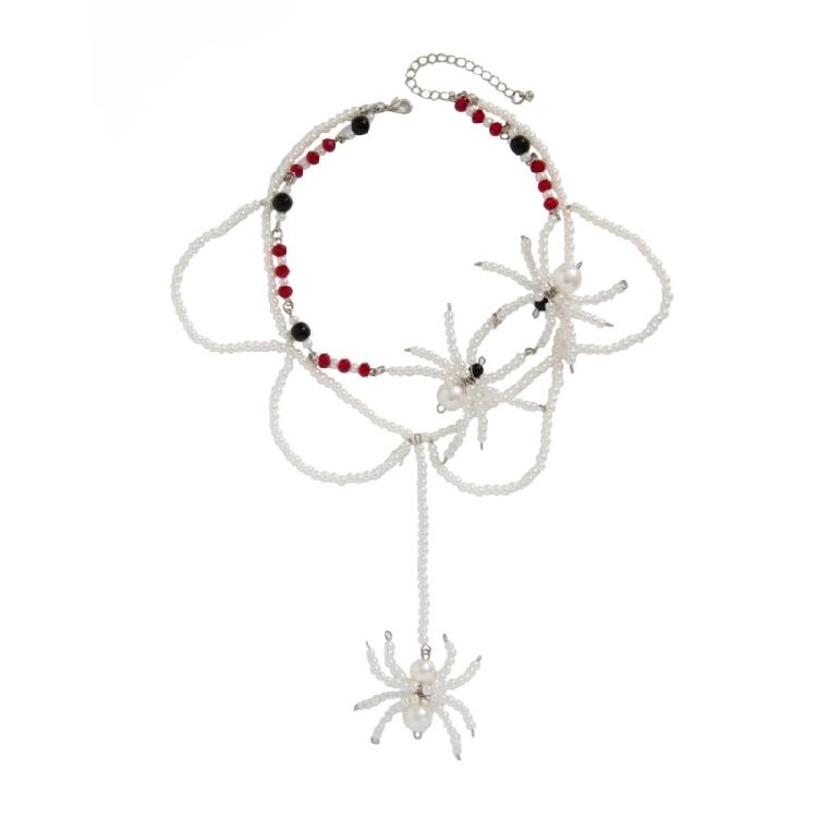 Beaded Necklace Halloween Gothic Jewelry for Women Cosplay Gothic Beaded Choker Necklace with Pendant