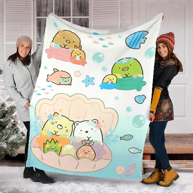 Sumikko Gurashi1 printed throw blanket—lightweight,soft,warm;versatile blanket for all seasons—perfect as &air-conditioning throw,nap blanket