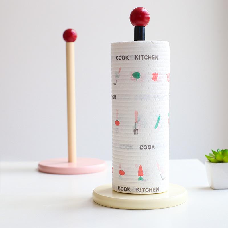 Creative Solid Wood Tissue & Film Holder - Vertical Desktop & Toilet Paper Storage for Home Kitchen