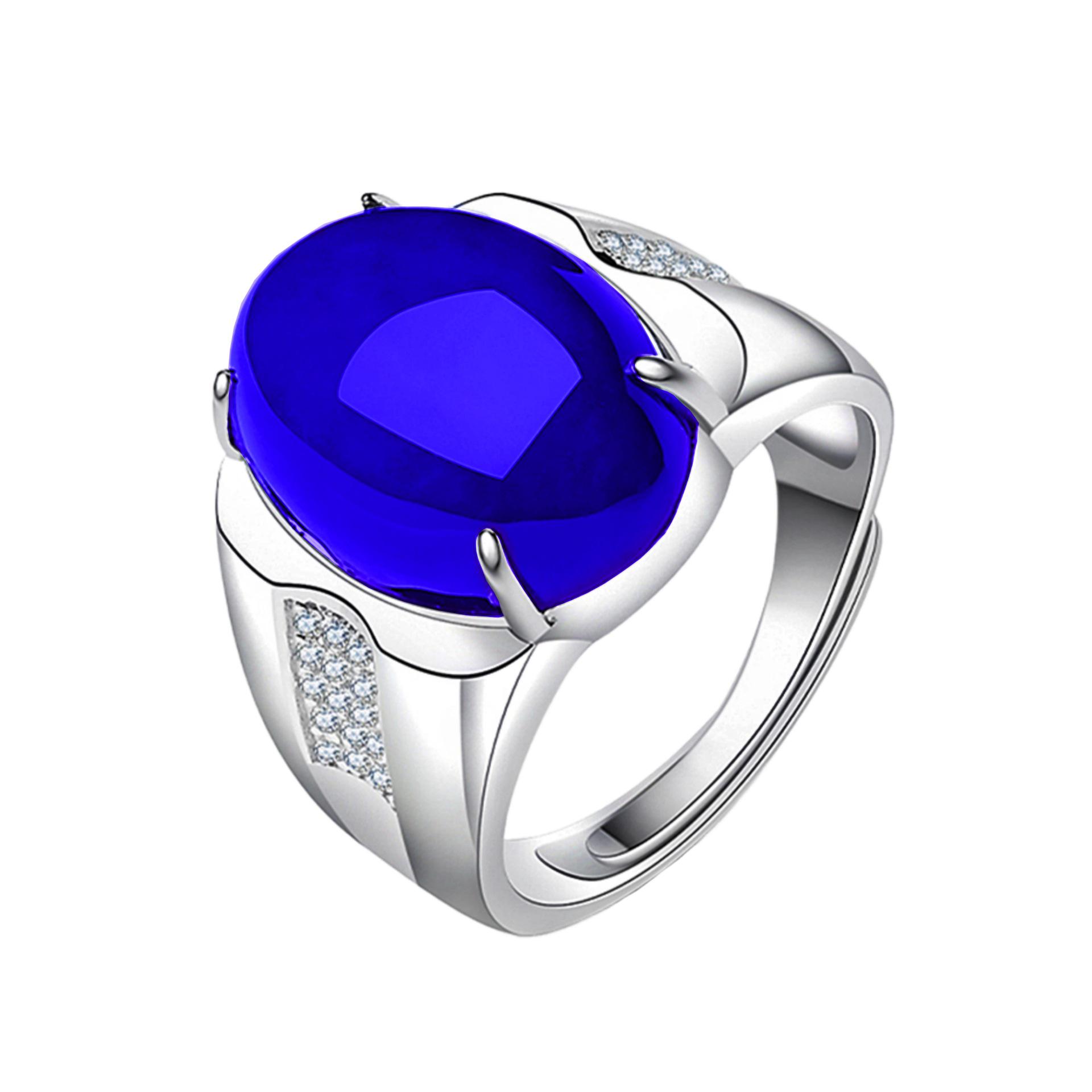 Кольцо-перстень в форме яйца из зеленого жадеита и халцедона с тонкой текстурой Adjustable Open