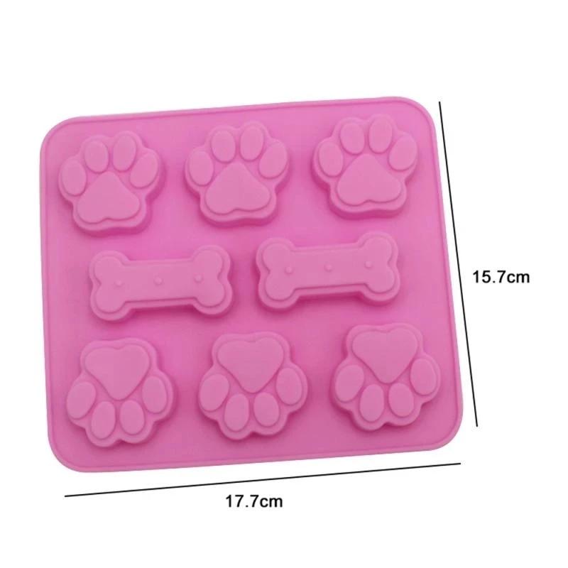 Cute Dog Creative Handmade Footprint Silicone Mold Cake Molds Bone Cookie Cutter Fondant DIY Silicone Bakeware Molds Accessories