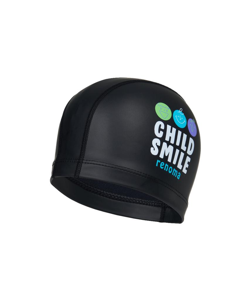 Lenomasuyeongbog Kids' Smile Face Pu Swim Cap Black Ro-Rc2E055-Bk