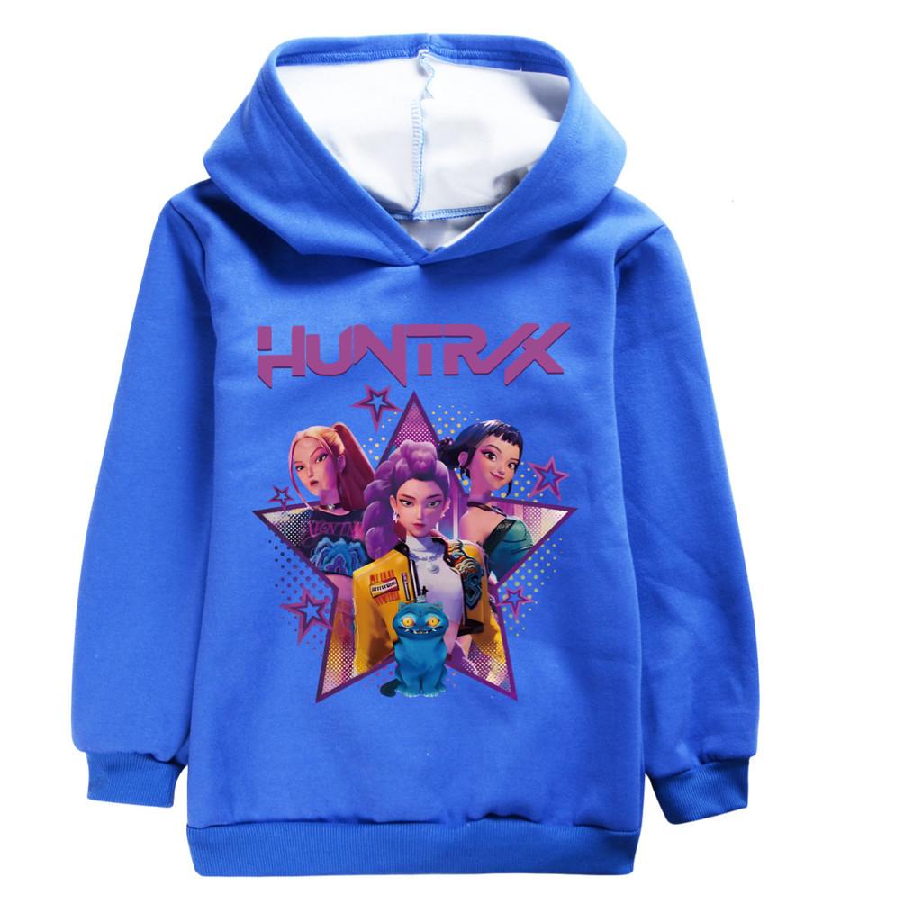 4840 Kids Girls Kpop Rumi Zoey Mira Derpy Print Casual Long Sleeves Velvet Warm Hoodie