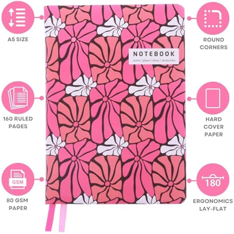 Doodle Hard Bound Soft Foam Padded Hard Cover Paper Notebook | Compact A5 Size (8.25 X 5.7) | 160 Pages, 80 Gsm | Flat O